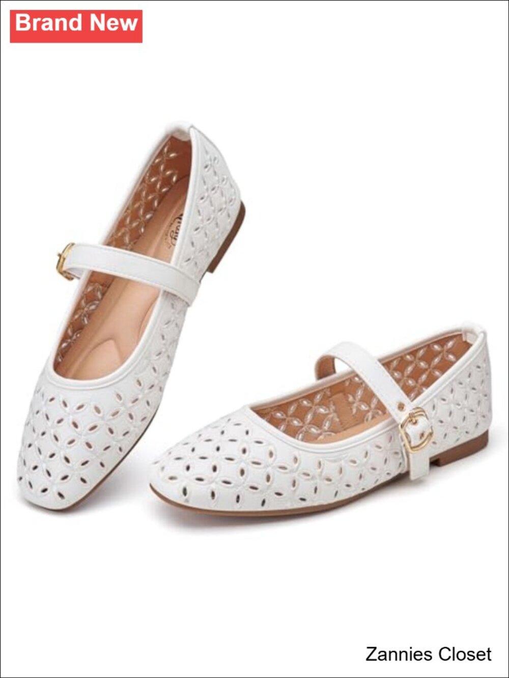 ✨ Mary Jane Flats Women Hollow Ballet Round Toe Ankle Strap Dressy Comfortable